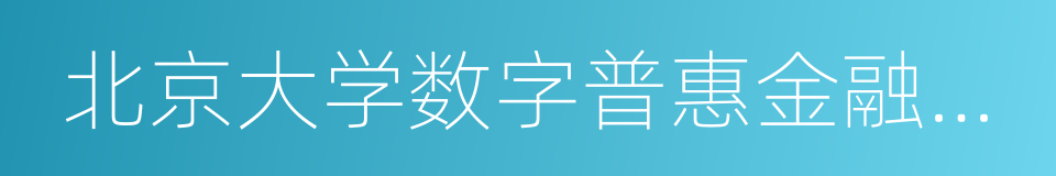 北京大学数字普惠金融指数的同义词