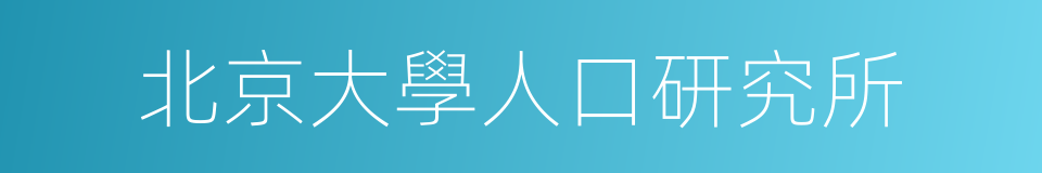 北京大學人口研究所的同義詞