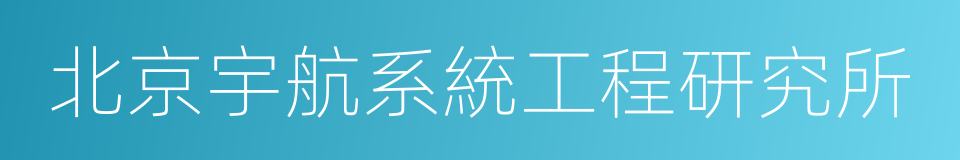 北京宇航系統工程研究所的同義詞