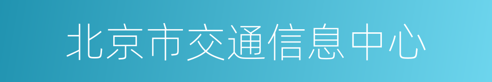 北京市交通信息中心的同义词
