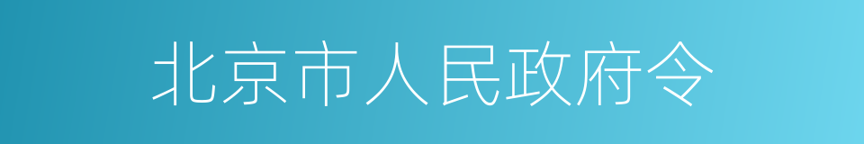 北京市人民政府令的同义词