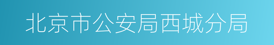 北京市公安局西城分局的同义词