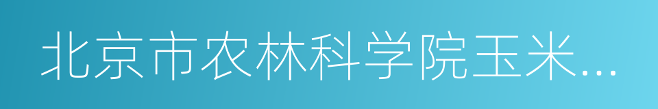 北京市农林科学院玉米研究中心的同义词