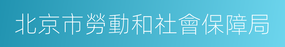 北京市勞動和社會保障局的同義詞