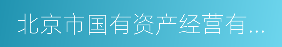 北京市国有资产经营有限责任公司的同义词