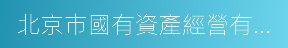 北京市國有資產經營有限責任公司的同義詞