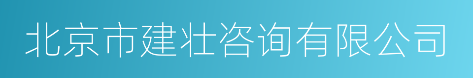 北京市建壮咨询有限公司的同义词