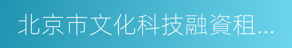 北京市文化科技融資租賃股份有限公司的同義詞