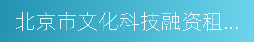 北京市文化科技融资租赁股份有限公司的同义词