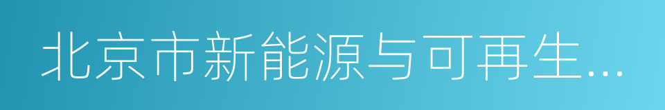 北京市新能源与可再生能源协会的同义词