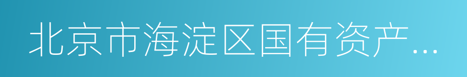 北京市海淀区国有资产投资经营有限公司的同义词