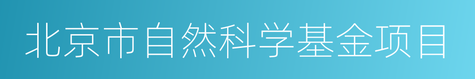 北京市自然科学基金项目的同义词