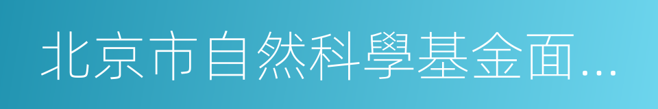 北京市自然科學基金面上項目的同義詞