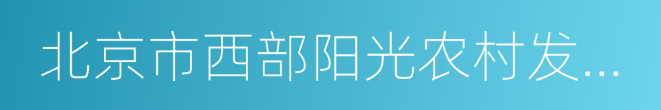 北京市西部阳光农村发展基金会的同义词