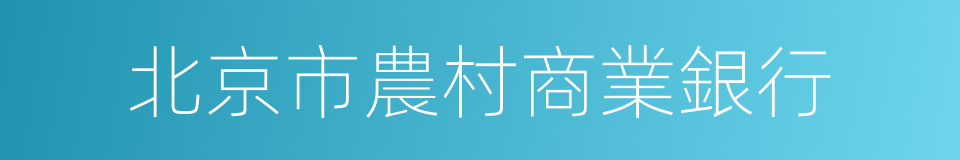 北京市農村商業銀行的同義詞