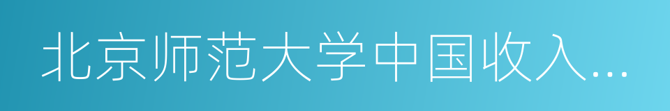 北京师范大学中国收入分配研究院的同义词