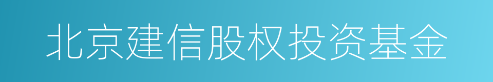 北京建信股权投资基金的同义词