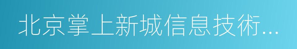 北京掌上新城信息技術有限公司的同義詞