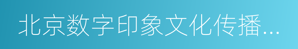 北京数字印象文化传播有限公司的同义词