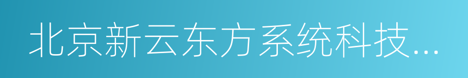 北京新云东方系统科技有限责任公司的同义词