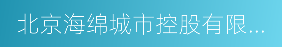 北京海绵城市控股有限公司的同义词