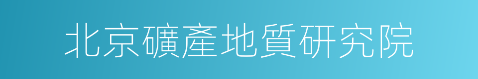 北京礦產地質研究院的同義詞