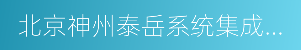 北京神州泰岳系统集成有限公司的同义词