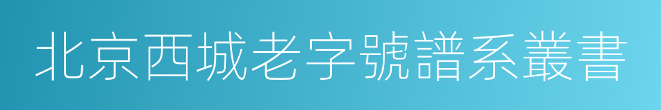 北京西城老字號譜系叢書的同義詞