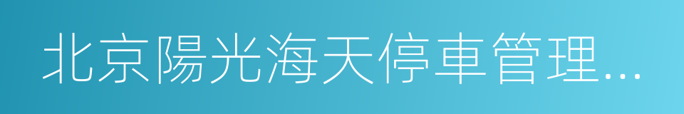 北京陽光海天停車管理有限公司的同義詞