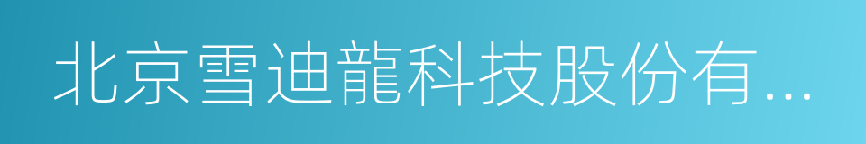 北京雪迪龍科技股份有限公司的同義詞