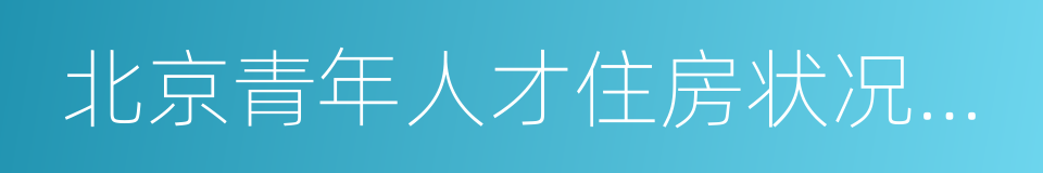 北京青年人才住房状况调研报告的同义词