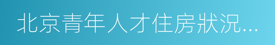 北京青年人才住房狀況調研報告的同義詞