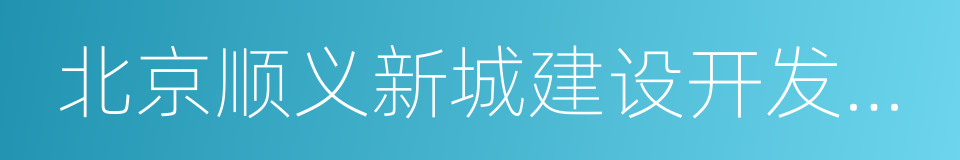 北京顺义新城建设开发有限公司的同义词