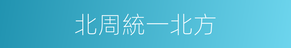 北周統一北方的同義詞