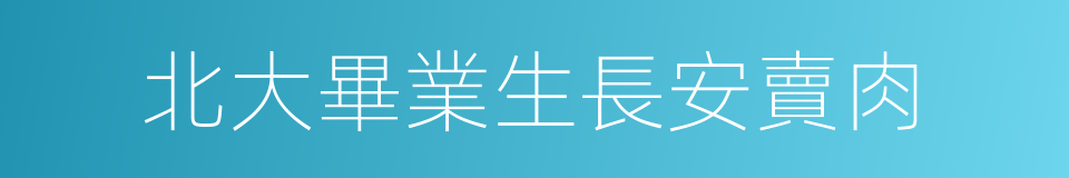 北大畢業生長安賣肉的同義詞