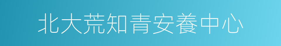 北大荒知青安養中心的同義詞