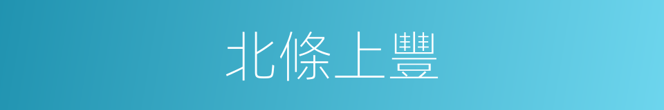 北條上豐的同義詞