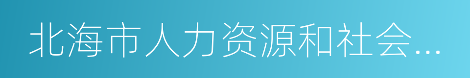 北海市人力资源和社会保障局的同义词