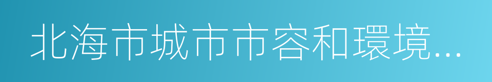 北海市城市市容和環境衛生管理條例的同義詞