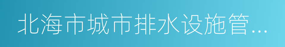 北海市城市排水设施管理处的同义词