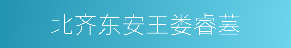 北齐东安王娄睿墓的同义词