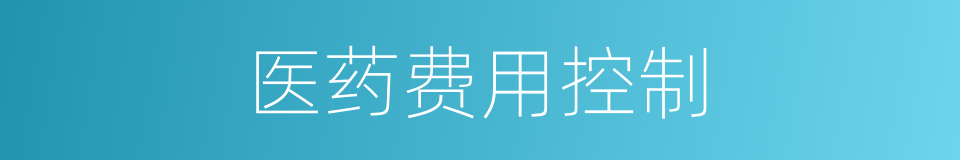 医药费用控制的同义词