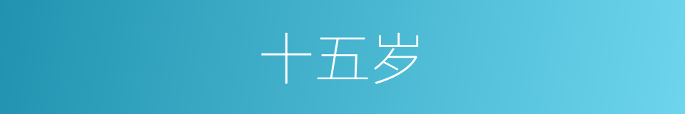 十五岁的同义词