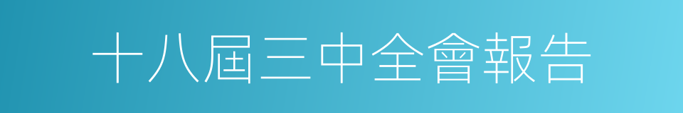 十八屆三中全會報告的同義詞