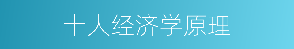 十大经济学原理的同义词