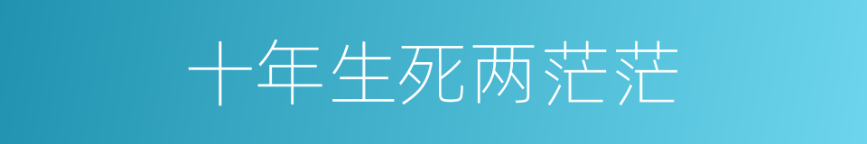 十年生死两茫茫的意思