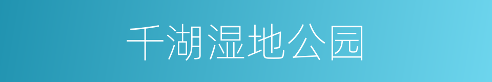 千湖湿地公园的同义词