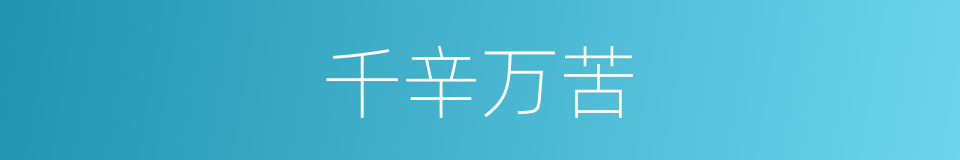 千辛万苦的意思