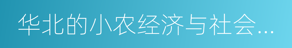 华北的小农经济与社会变迁的同义词