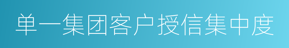 单一集团客户授信集中度的意思